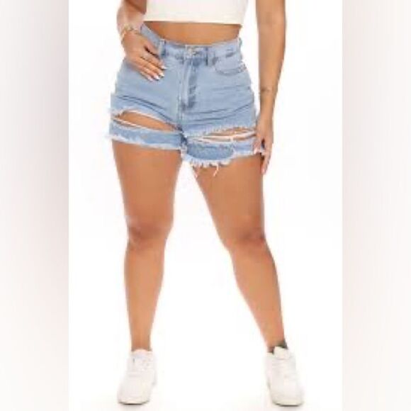 F21 High Rise 18 Distressed Festival Shorts - Picture 1 of 12